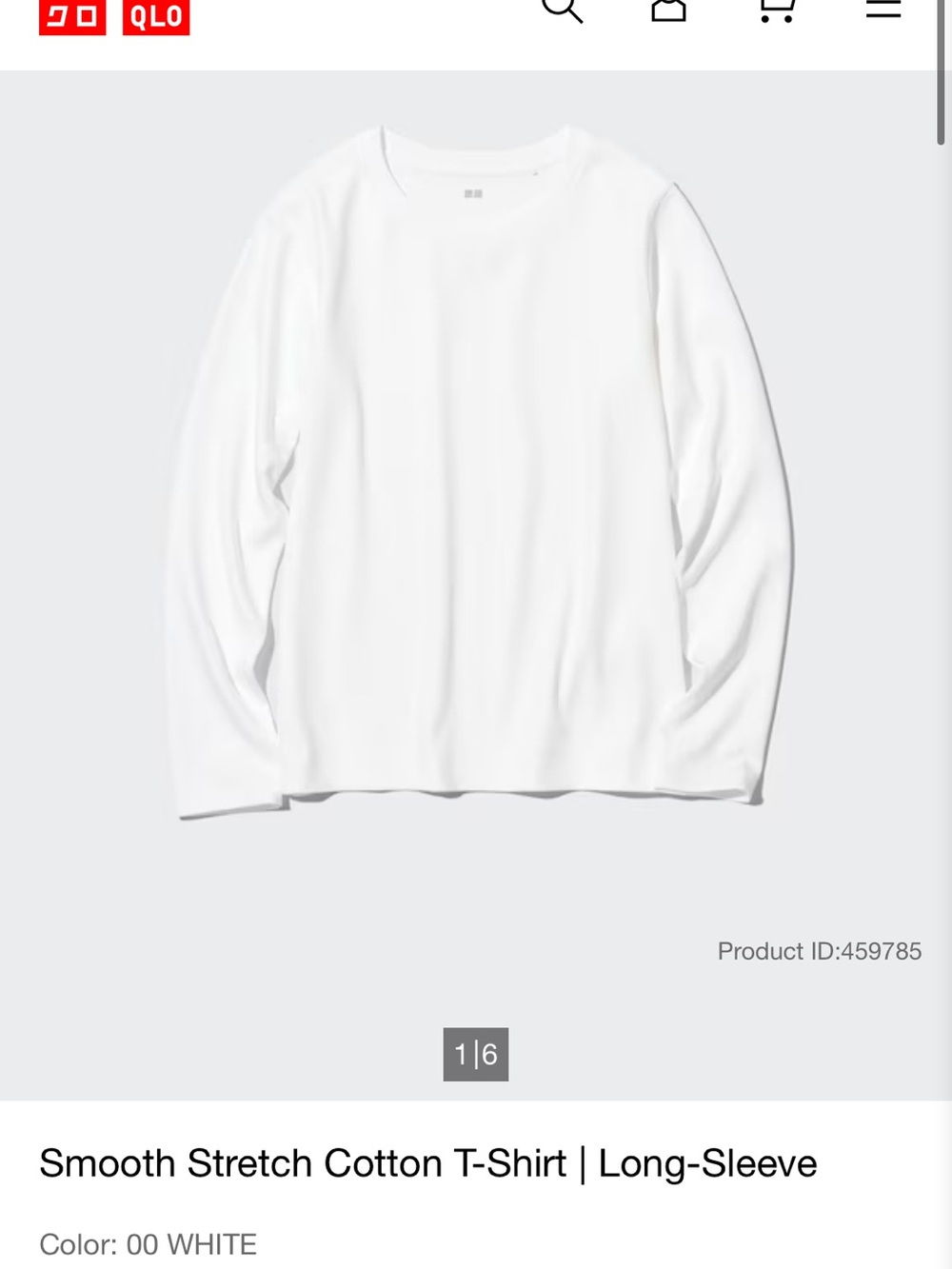 NWT UNIQLO Women Smooth Stretch Cotton Long-Sleeve T-Shirt - White in Medium